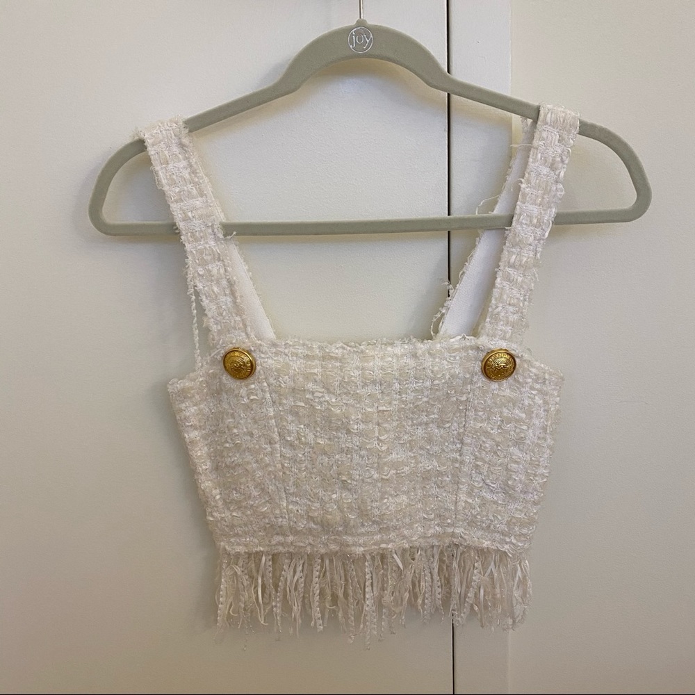 Balmain Fringed Tweed Top